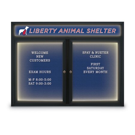 United Visual Products Indoor Enclosed Combo Board, 42"x32", Gold Frame/Grey & Cobalt UVCB4232G-GREY-COBACC